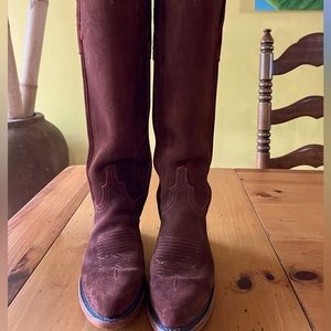 Lucchese- Edie - Red Dirt Suede- These are great. More like a rust brown. Love!
